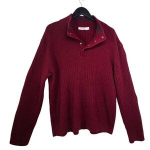 Calvin Klein Burgundy Red Soft Knit Ribbed Pullover Sweater Jumper